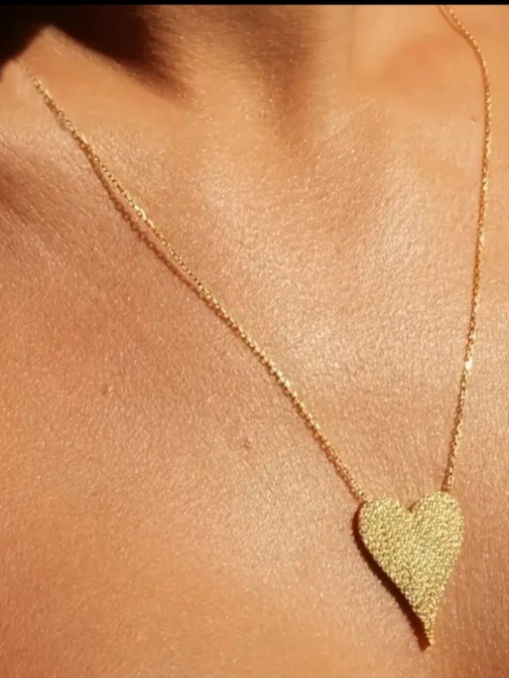 Delicate Gold Pave Heart Designer Look Necklace - Sparkling Silver Heart New